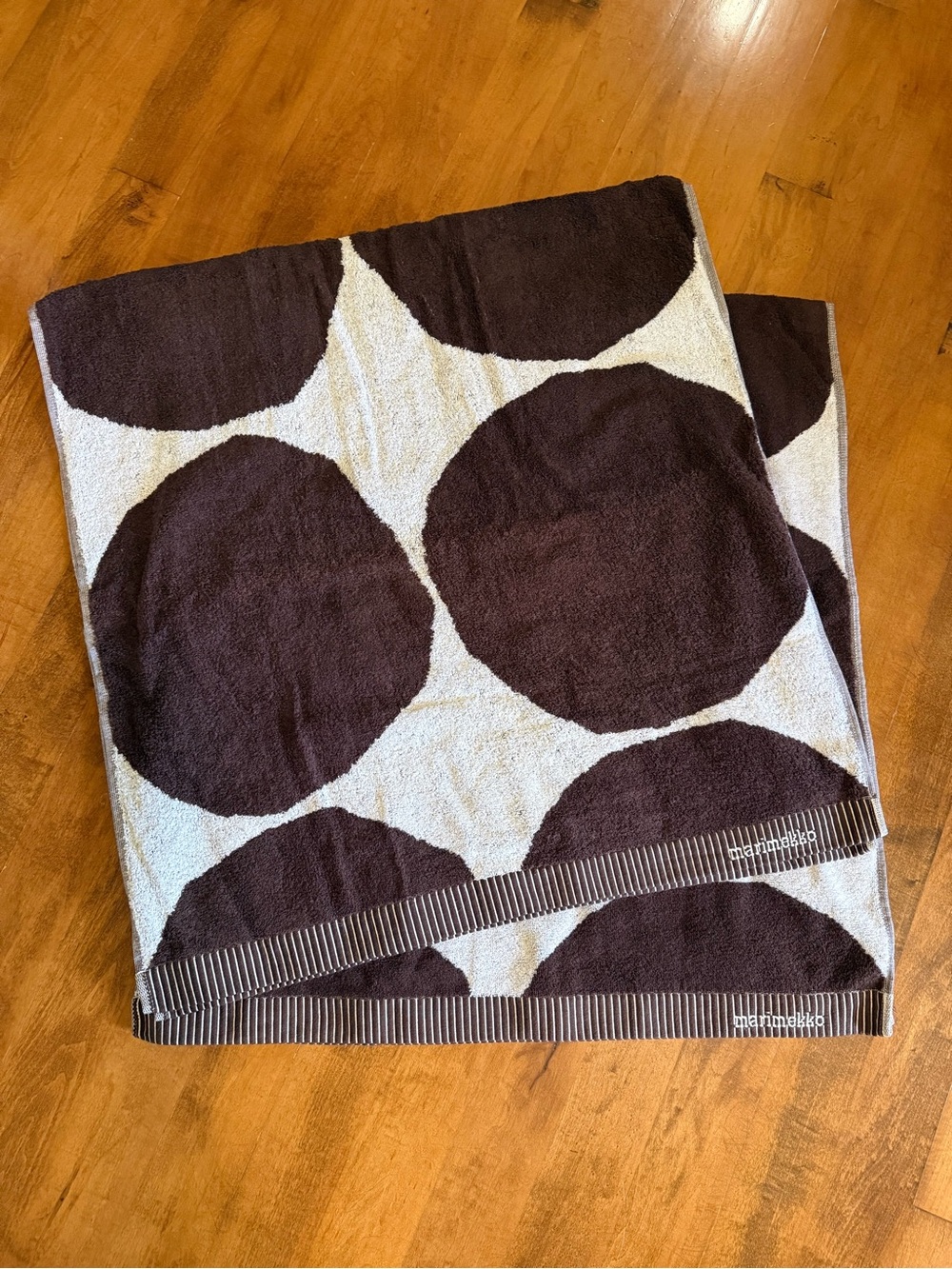 Marimekko Brown and White Large Dot Bath Towel